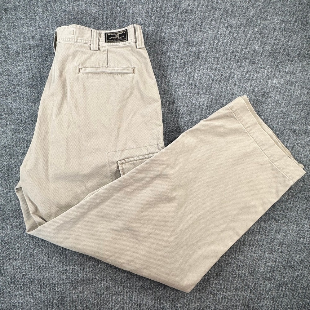 Polo Sport Cargo Pants Men 36x30 Utility Corduroy Straight Leg Beige Vintage